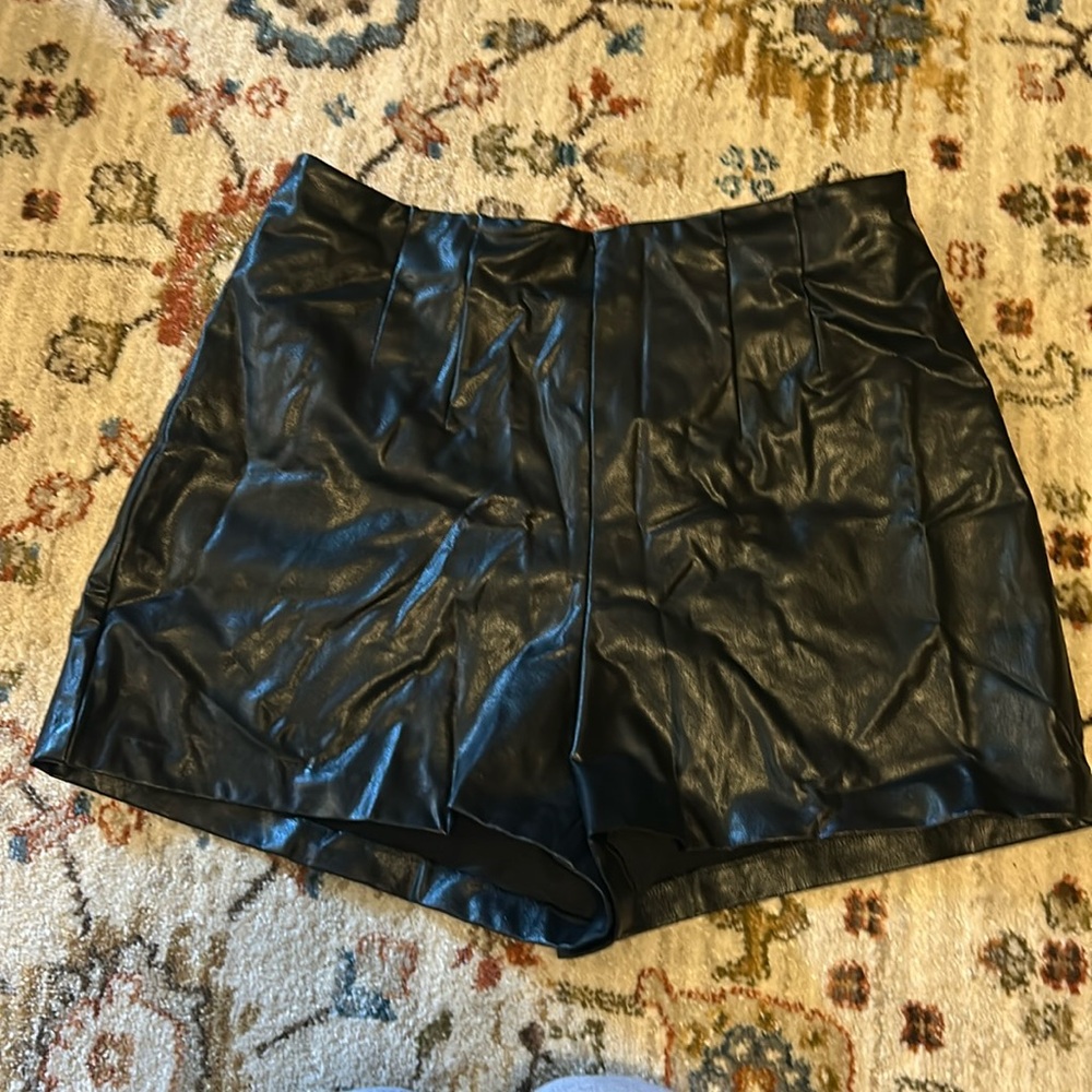 Express, faux leather high wasted shorts, size 10